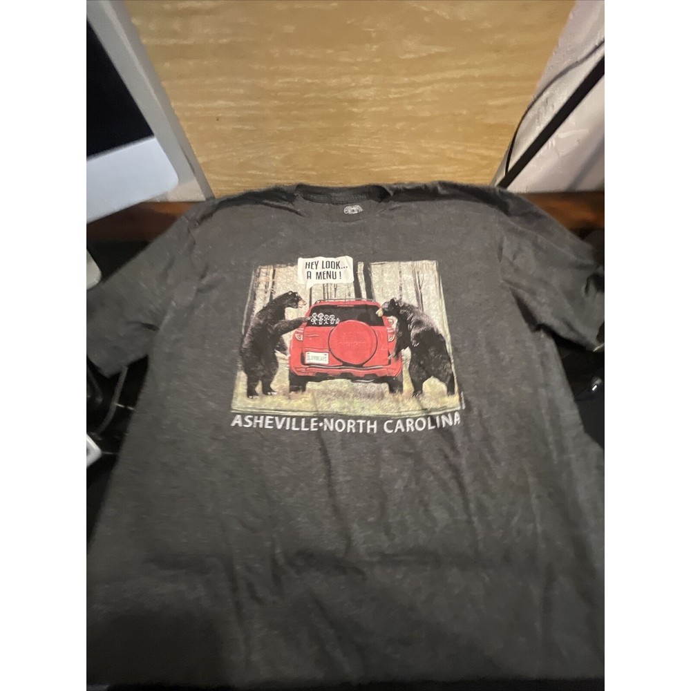 Hey Look A Menu Retro Vintage Ashville, NC T-Shirt Funny Gray Tee Trend Men's XL